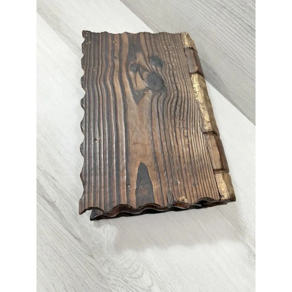 Antique World Map Wood Jewelry Box Handcrafted Book Style
